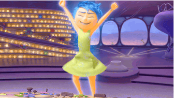 a gif of joy from inside out jumping up and down