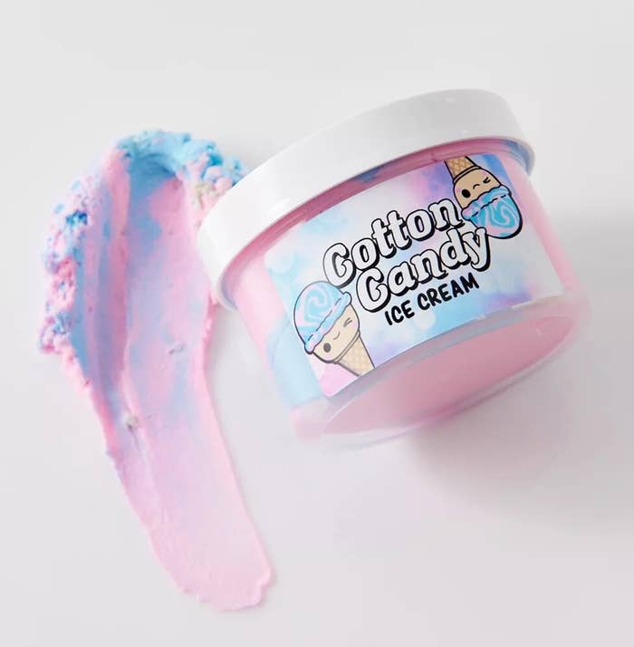 the cotton candy slime against a plain background