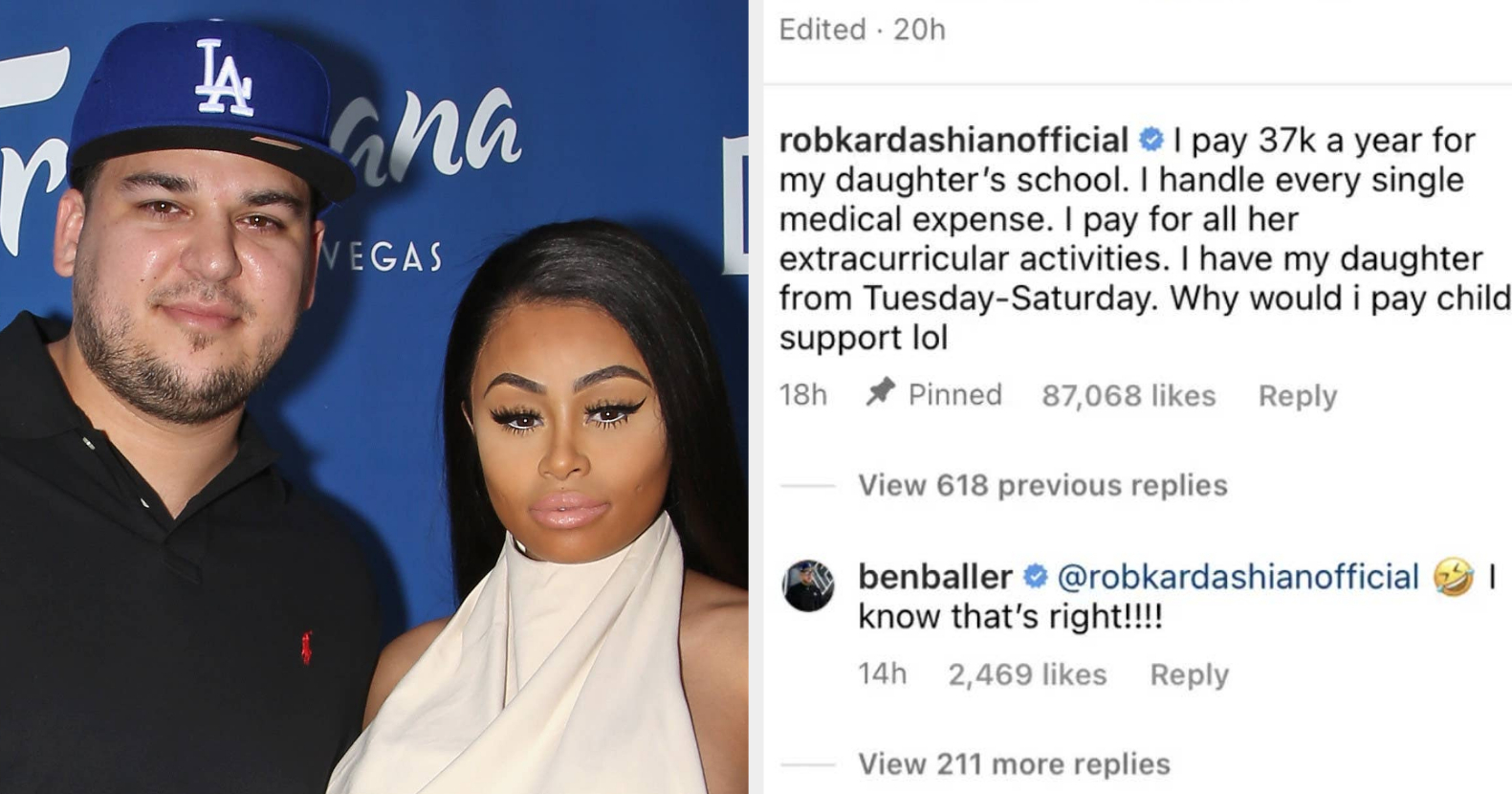 Rob Kardashian Announces Blac Chyna Split on Instagram – Billboard