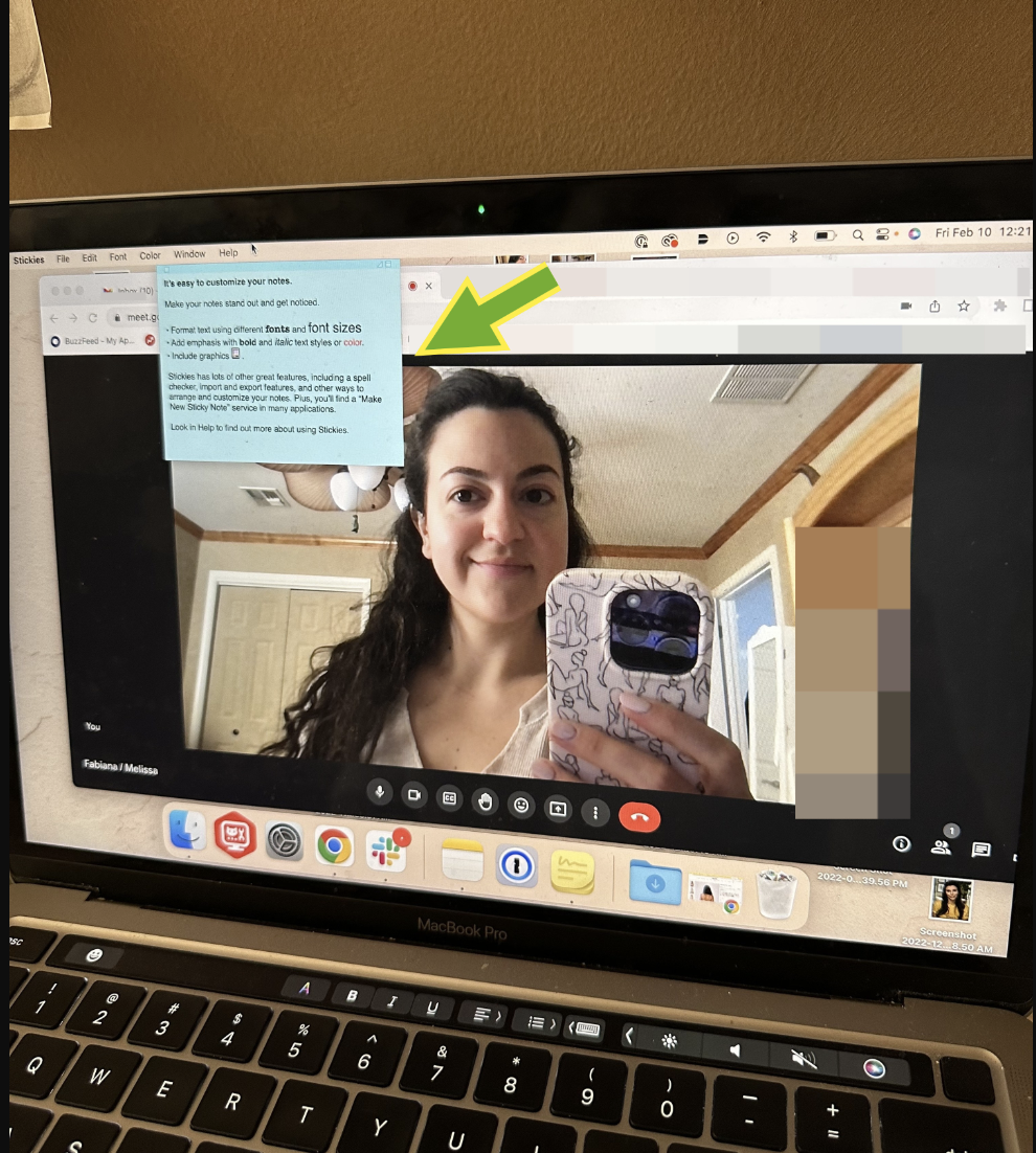the author taking a selfie on laptop camera