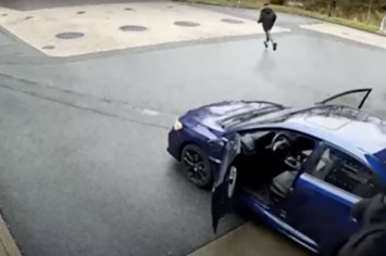 Screenshot of carjackers running away from vehicle