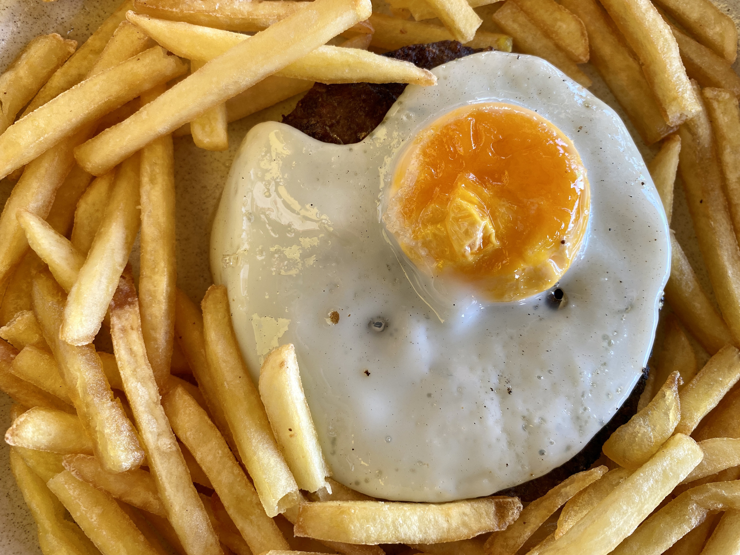 fried egg with fries