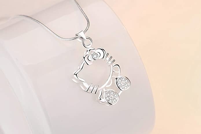 the hello kitty shaped silver necklace