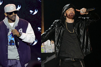 Rappers Kurupt and Eminem in a splice image