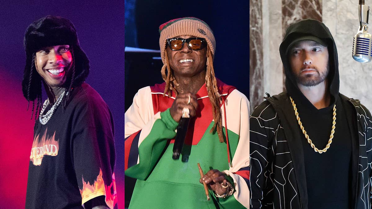 In a series of tweets, Tyga suggested that Lil Wayne and Eminem are the best rappers of all time. He also showed some love for Nicki Minaj, too.