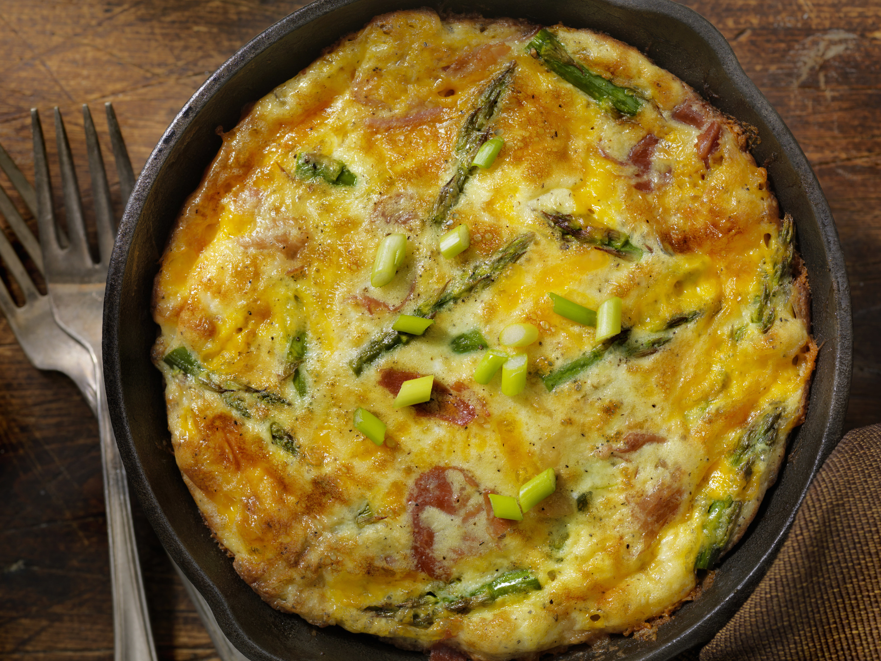 fritata in a cast iron pan