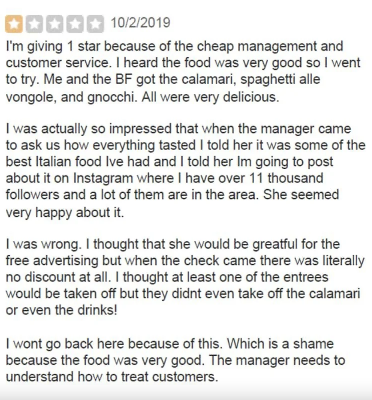 Screenshot of someone&#x27;s Yelp review