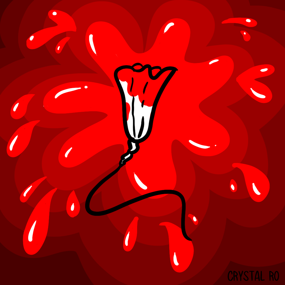 a tampon exploding with blood