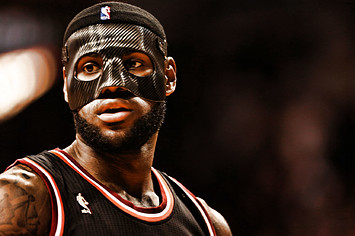 LeBron James wearing a mask for the Miami Heat