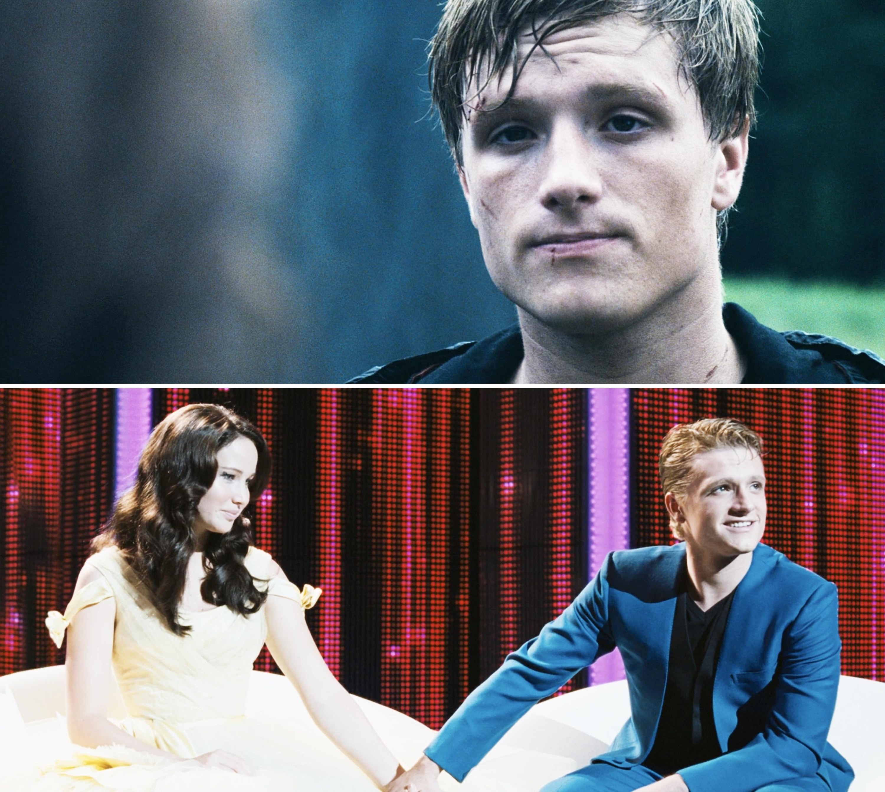Peeta and Katniss holding hands