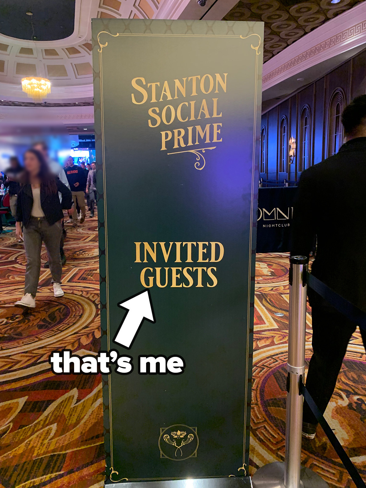 a sign outside stanton social prime that says invited guests