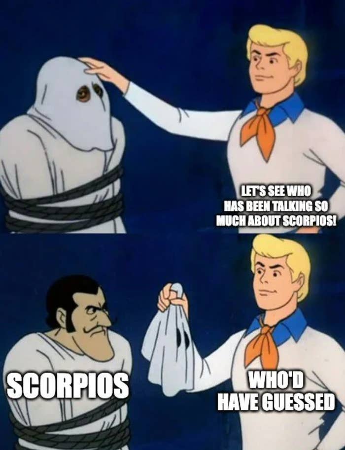 Scooby Doo meme about Scorpios talking about themselves a lot