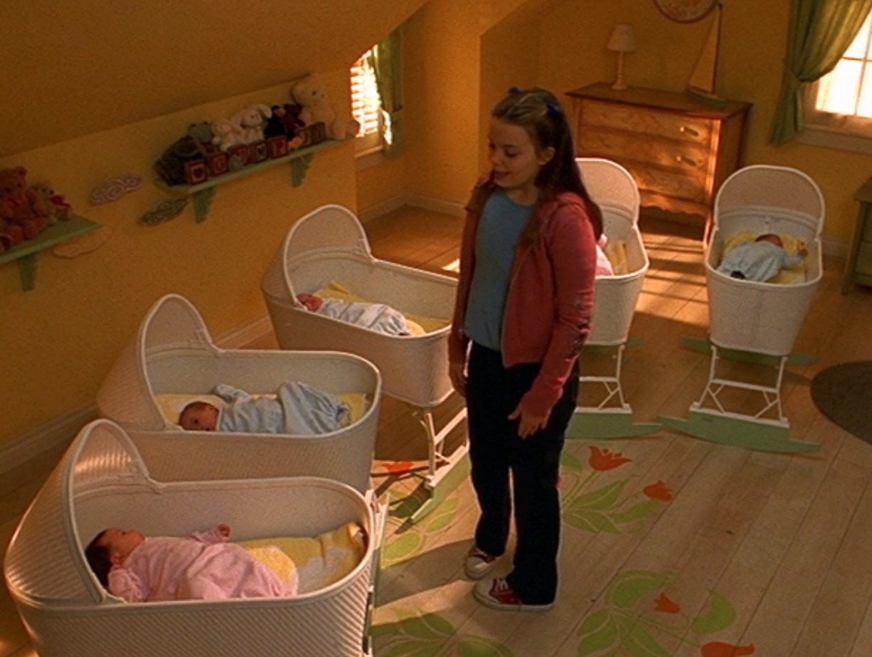 Kimberly J. Brown as Jamie watches her five baby brothers and sisters in their room