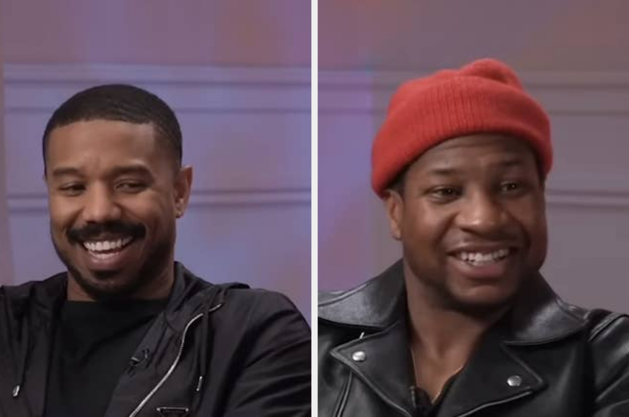 Michael B. Jordan Jonathan Majors Check Out Reporter