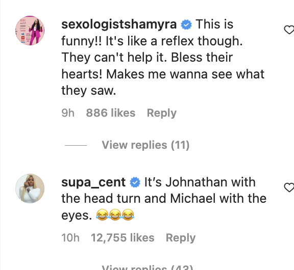 comments reading johnathan moving his head and michael following with his eyes