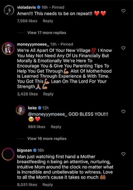 comments from celebs praising keke