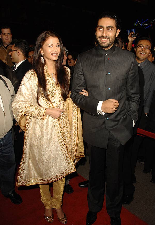 Abhishek Bachchan and Aishwarya Rai during World Premiere of "Guru" in Toronto at Elgin Theatre