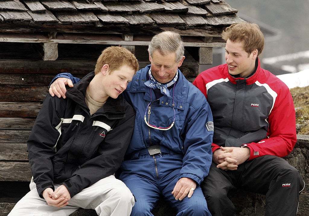 Prince Harry with his father and brother