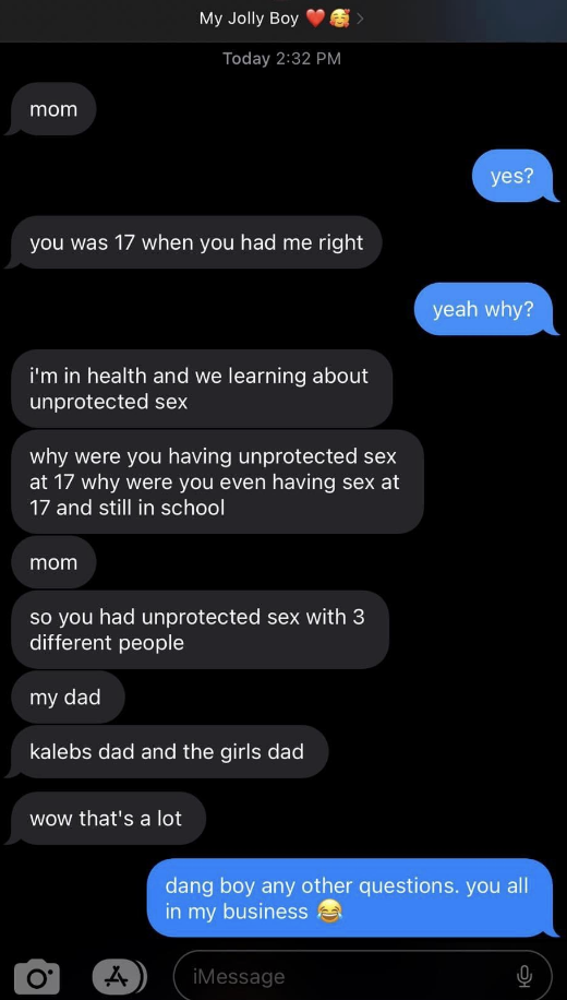 Screenshot from a text conversation