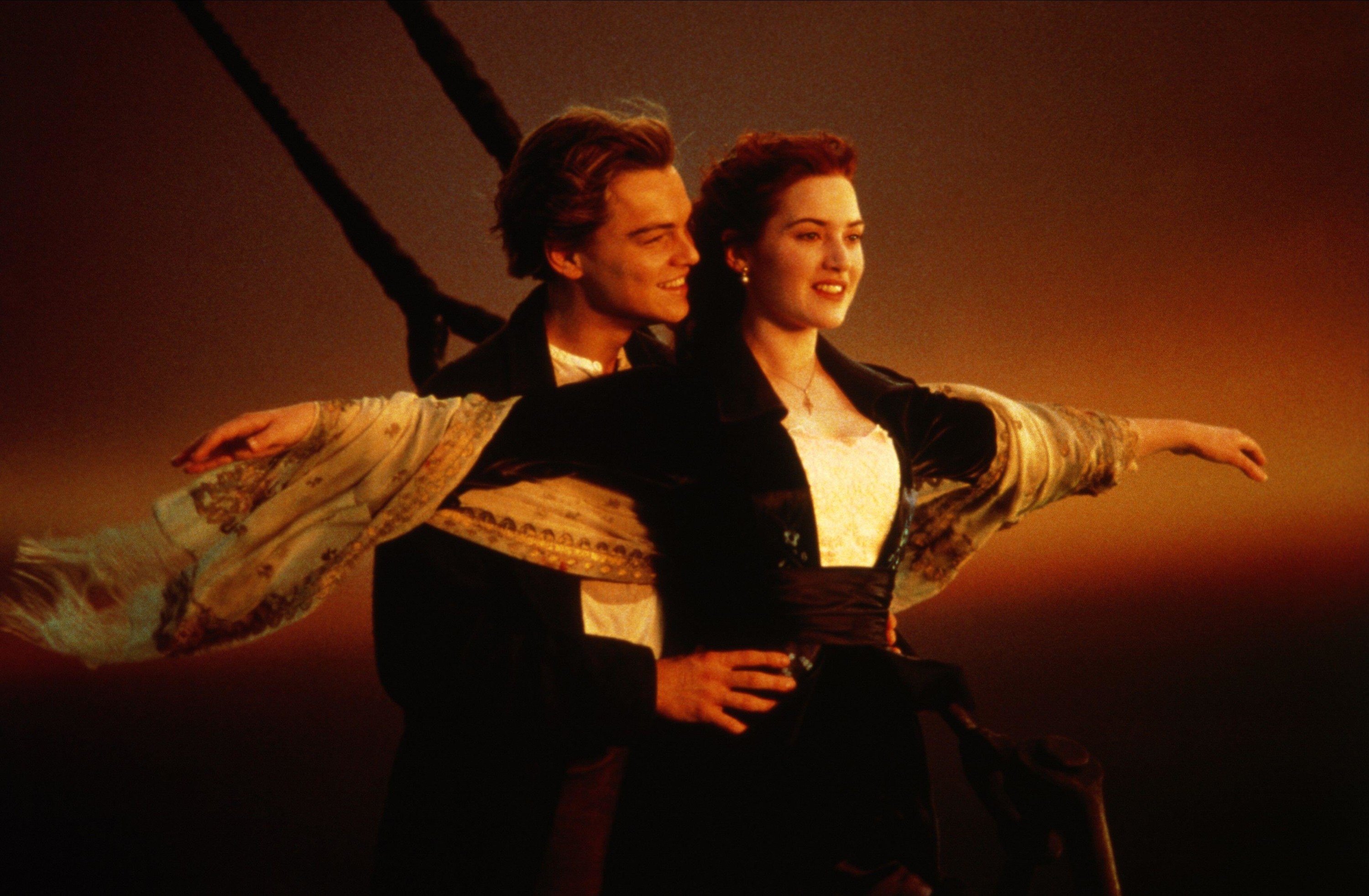 Leonardo DiCaprio and Kate Winslet stand on the front of The Titanic for the iconic &quot;I&#x27;m Flying&quot; scene