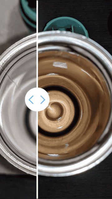 a before and after slider of the cup