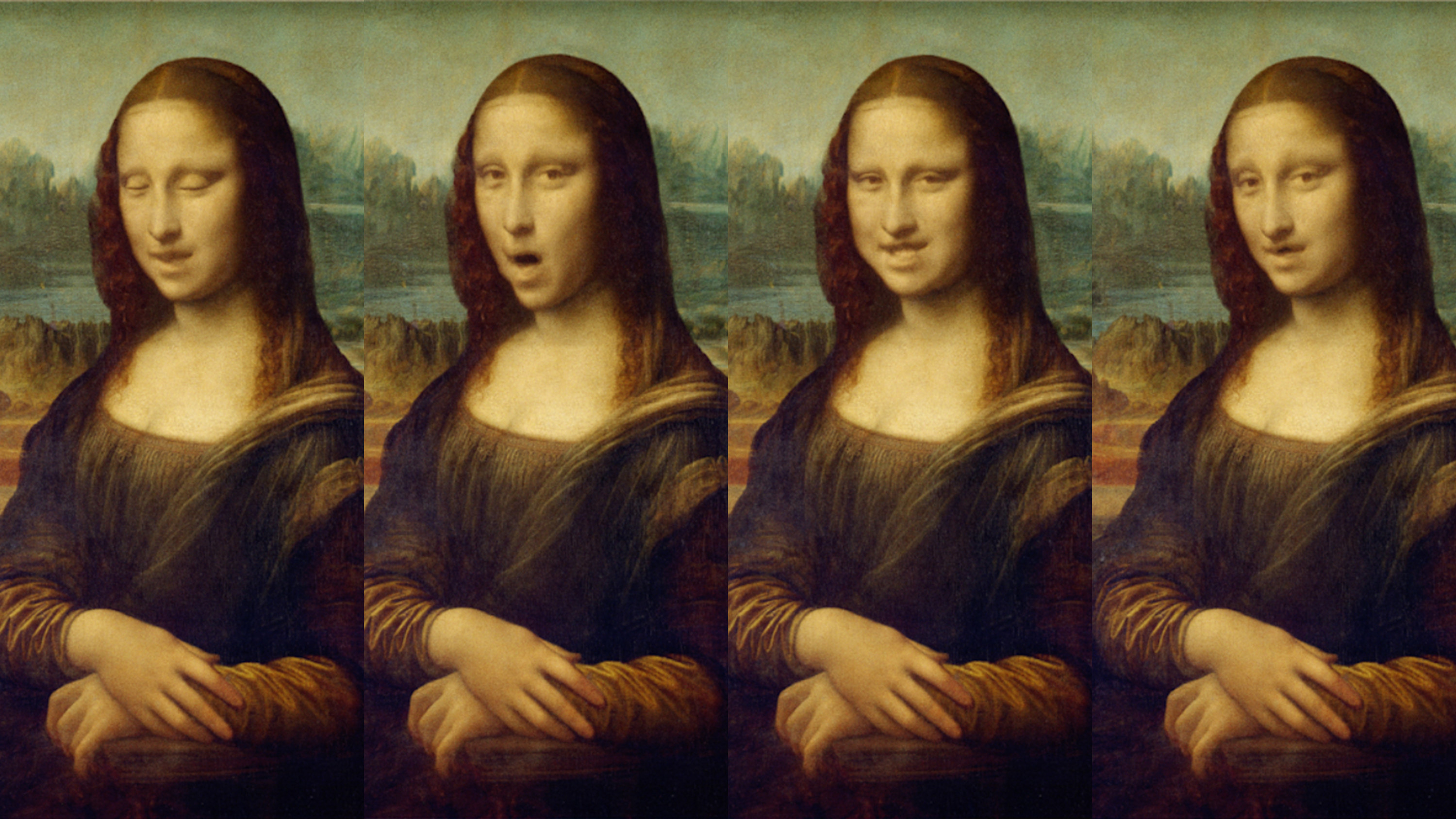 Stills of a Mona Lisa deepfake