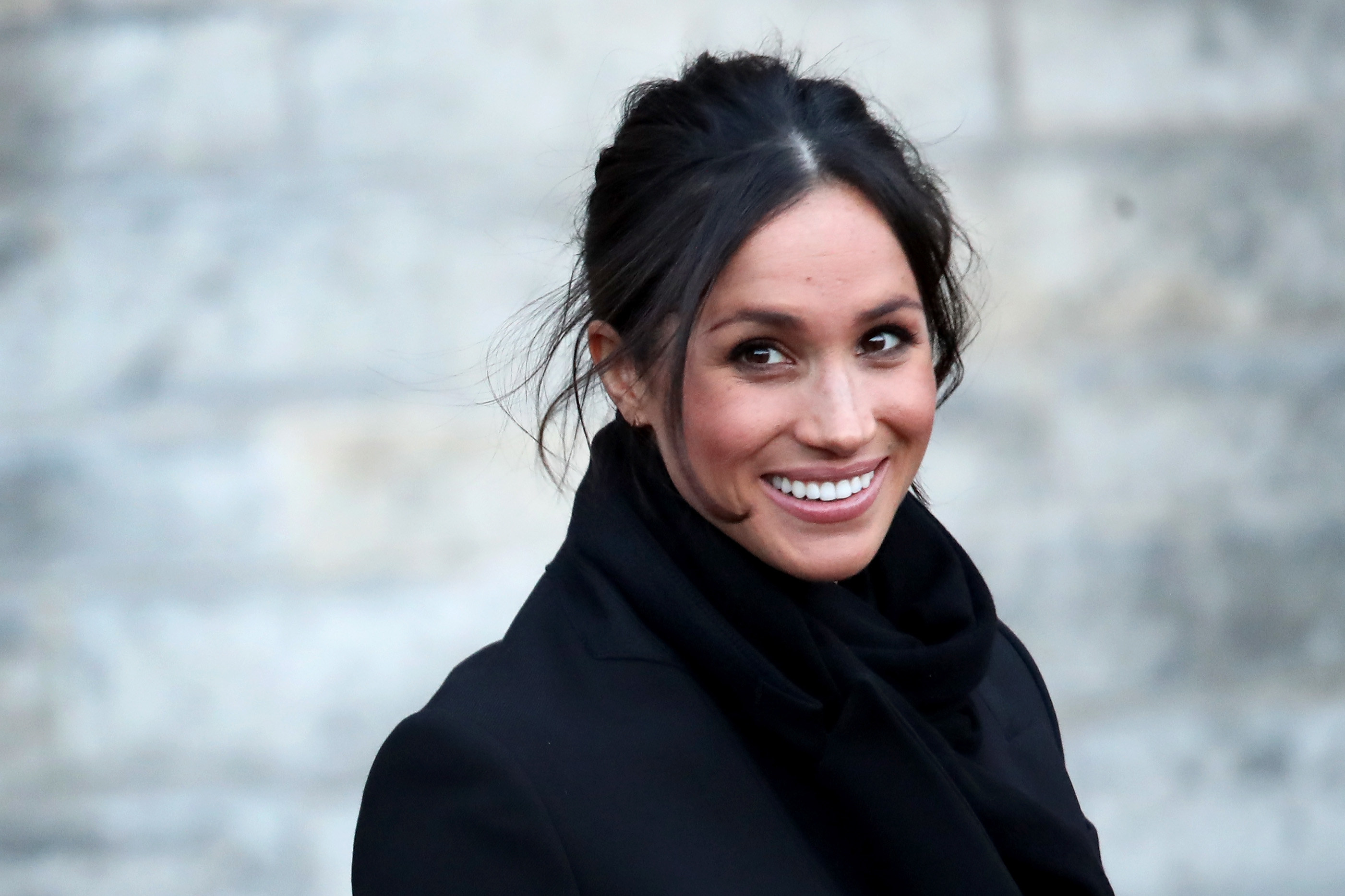 A close-up of Meghan smiling