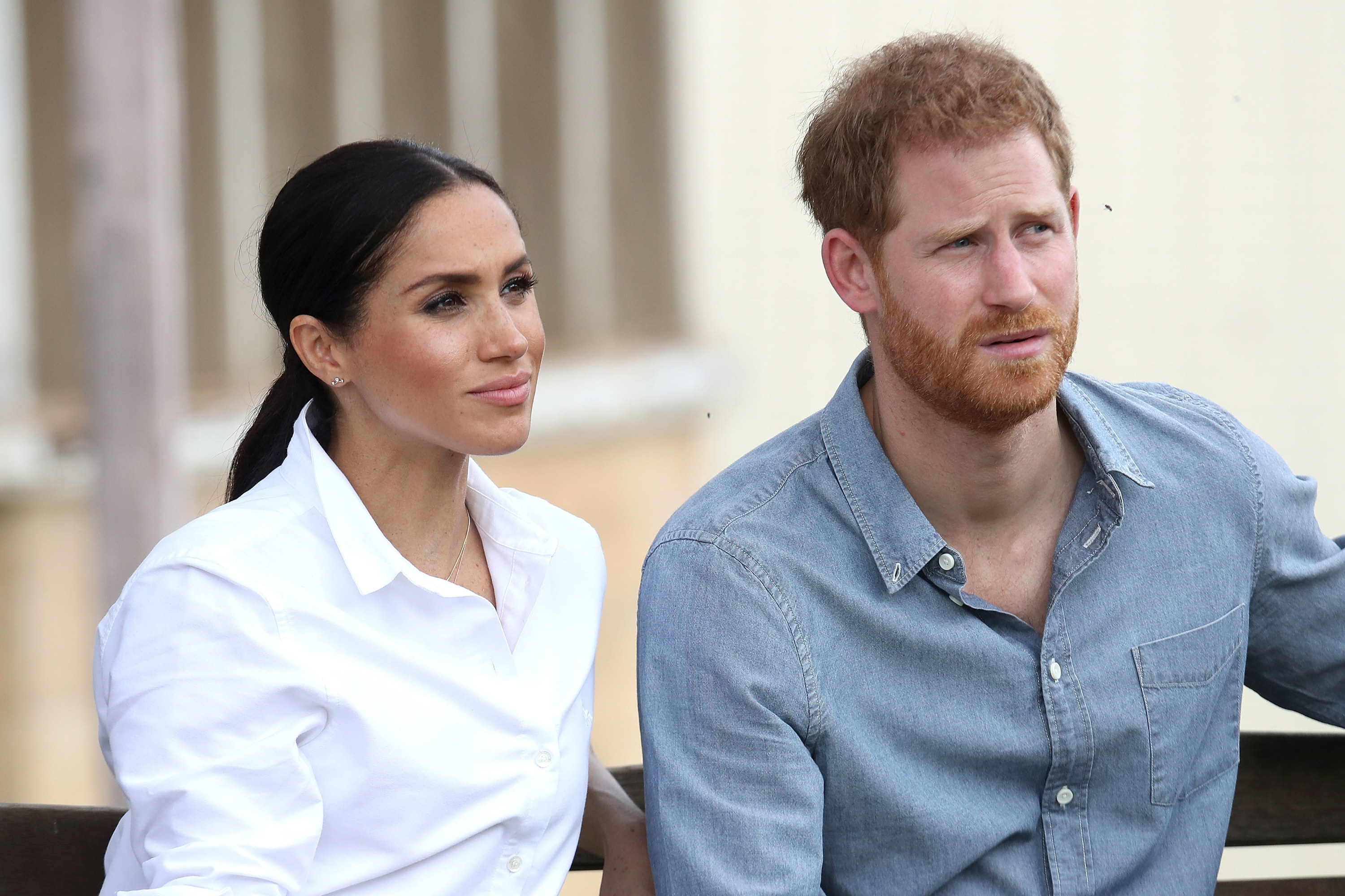 A close-up of Meghan and Harry
