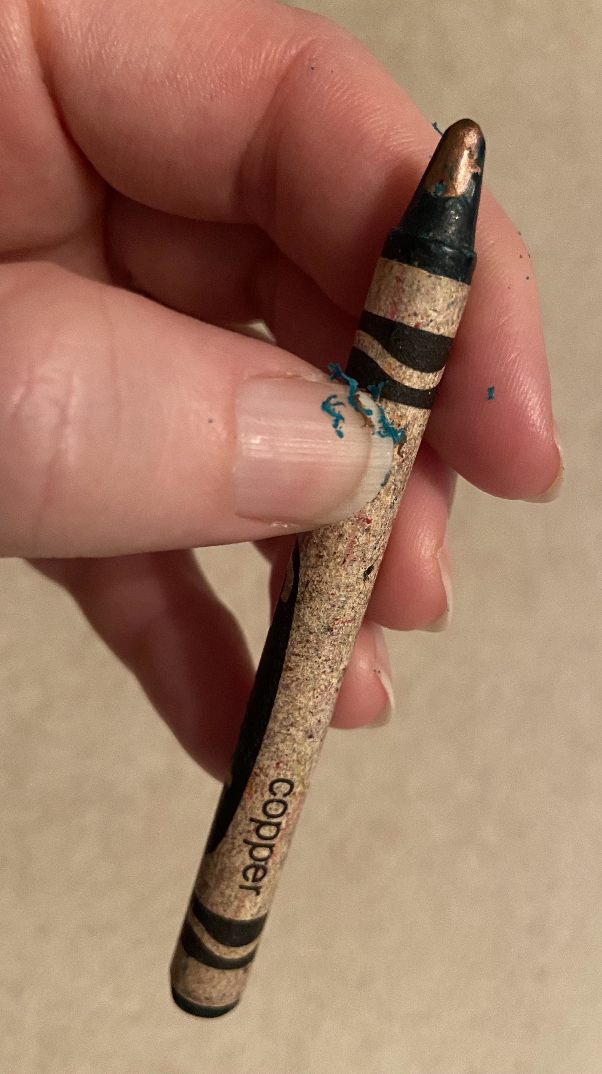 A copper Crayola crayon