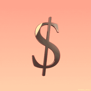 pink dollar sign on pink background spinning