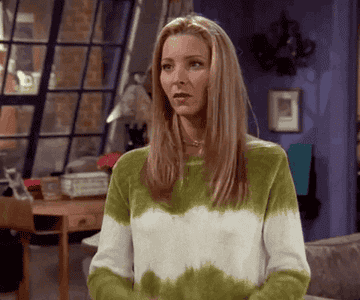 Phoebe from &quot;Friends&quot; looking relieved.
