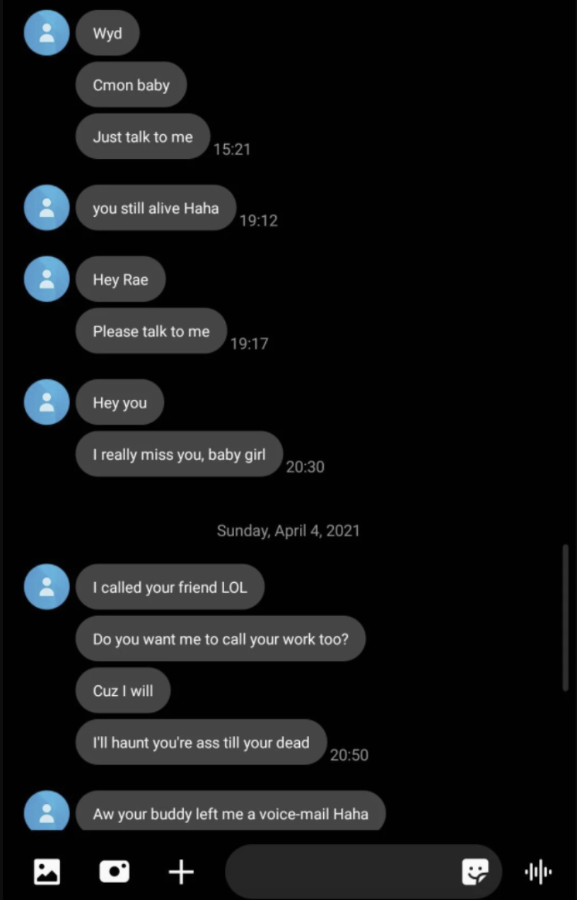 a screenshot of a texting conversation