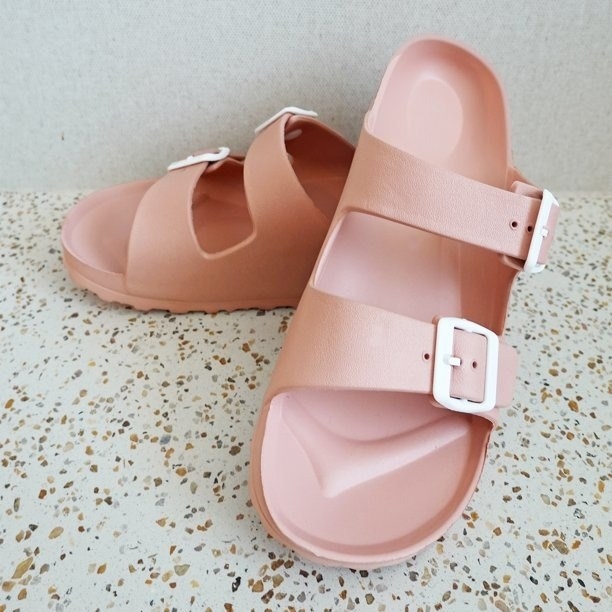 the sandals in light pink