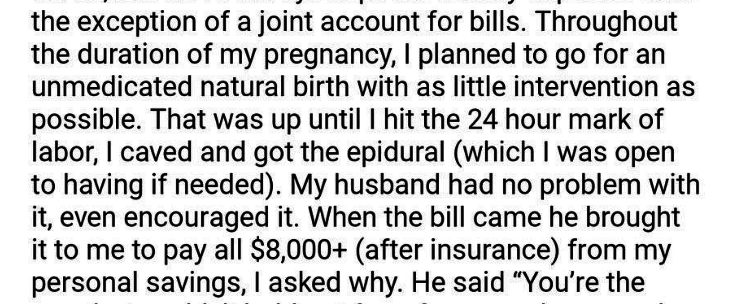 Woman saying her husband wanted her to pay the $8,000 hospital bill