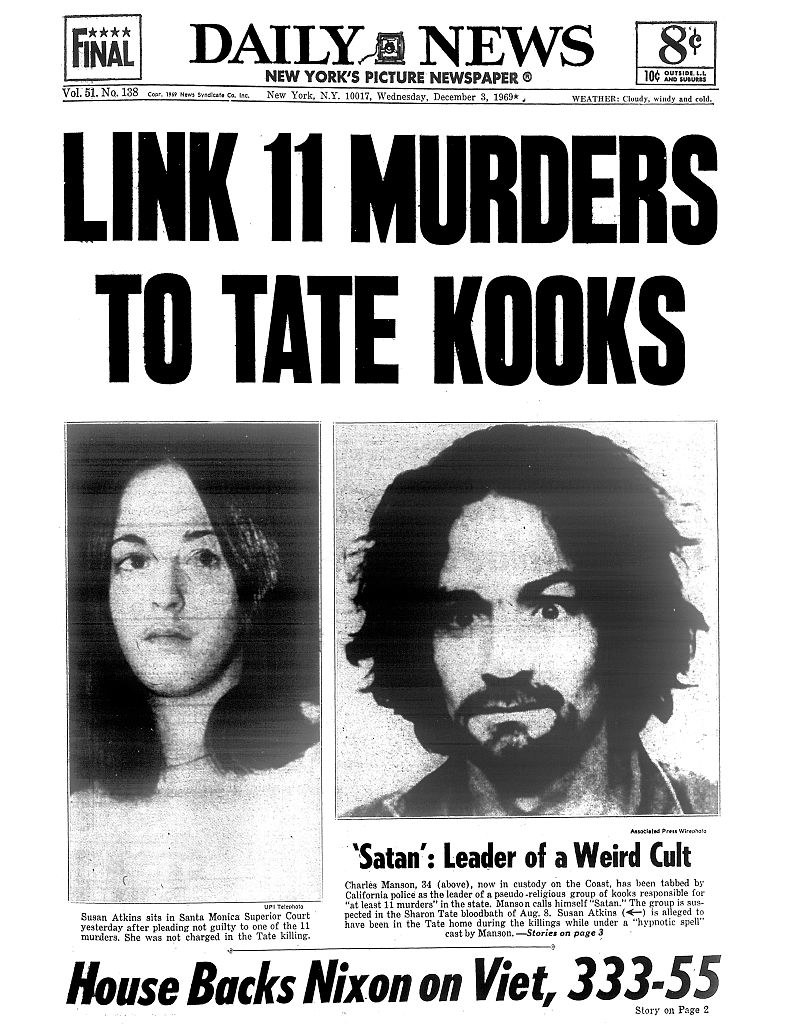Newspaper clipping of Charles Manson