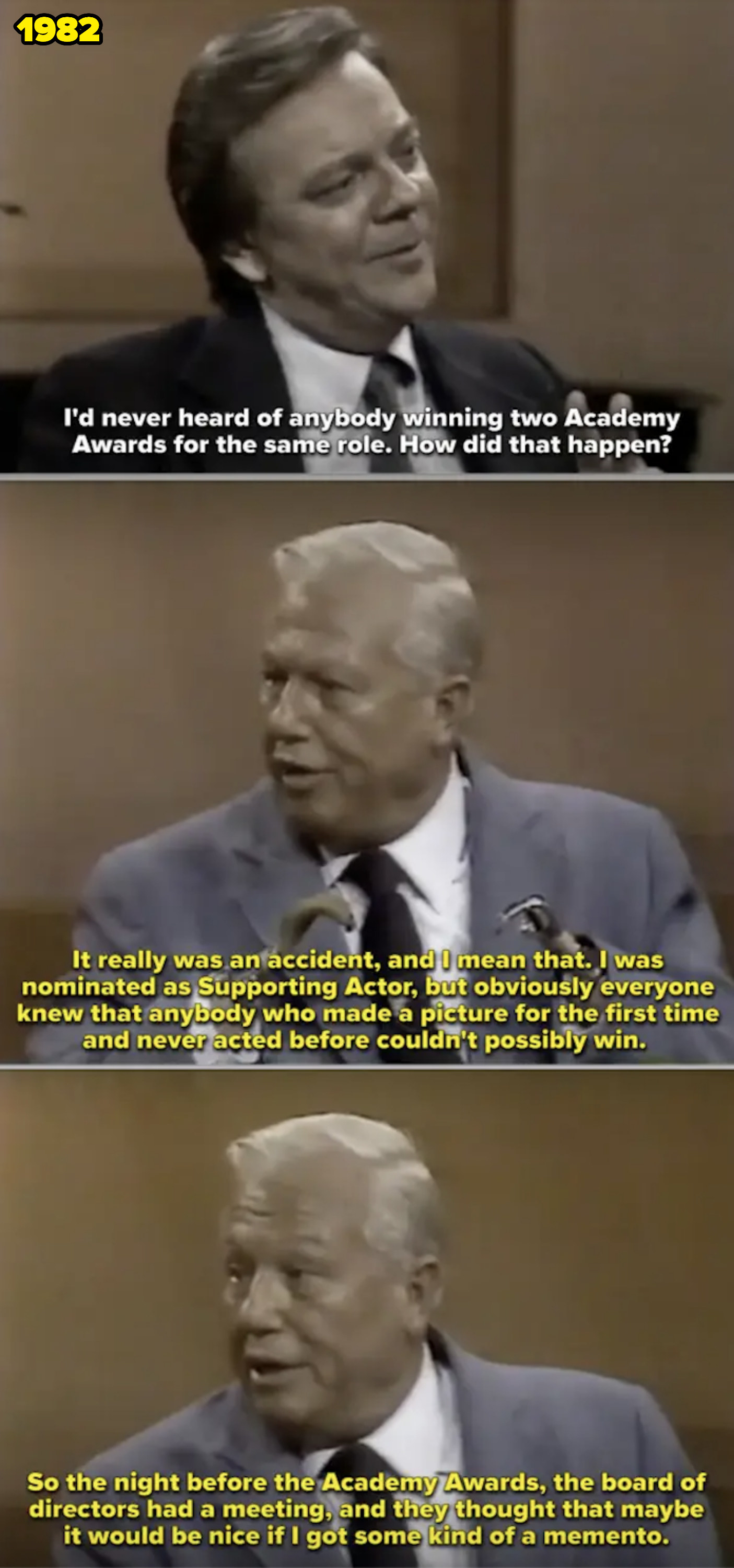 Harold Russell being interviewed on PBS&#x27;s &quot;Over Easy&quot; in 1982