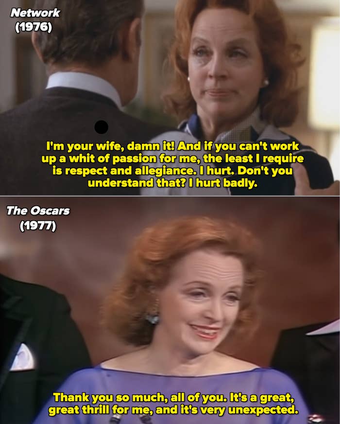 Beatrice in Network vs. her accepting her Oscar