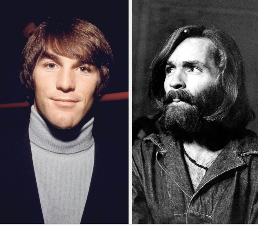 Side-by-side of Dennis Wilson and Charles Manson