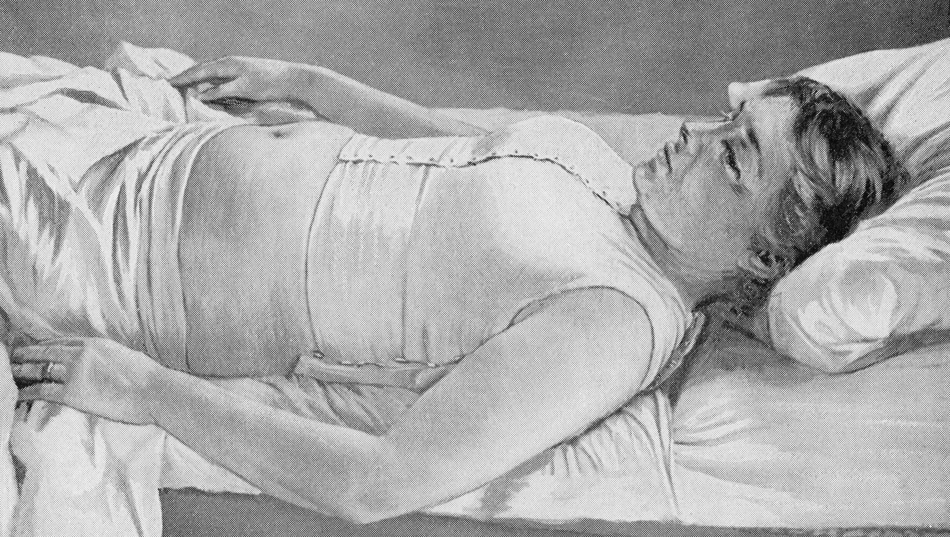 Antique Illustration of a pregnant woman in bed
