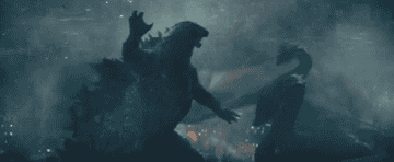 Godzilla and Ghidorah fight in the dark in "Godzilla: King of the Monsters"