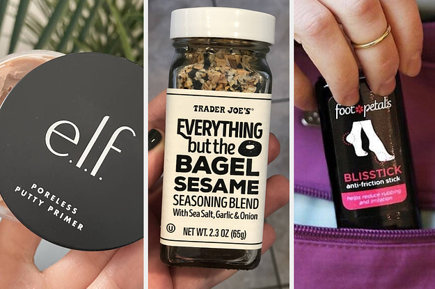 elf poreless putty primer, everything but the bagel seasoning, an anti-friction blister preventing stick