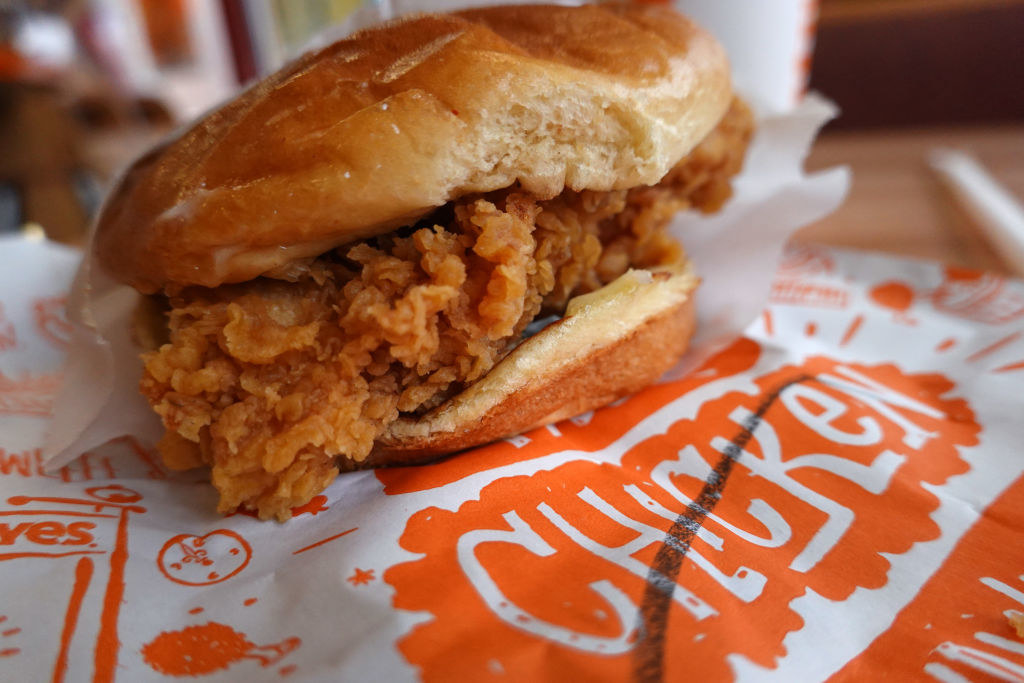 A Popeye&#x27;s chicken sandwich.