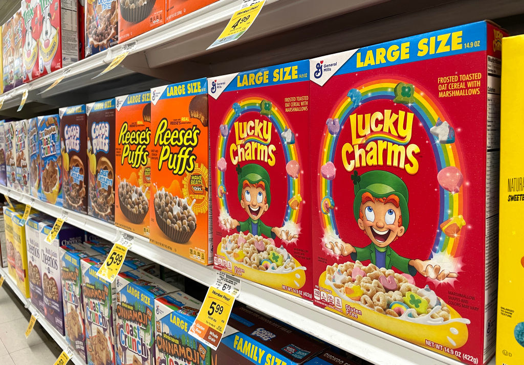 Boxes of American cereal.
