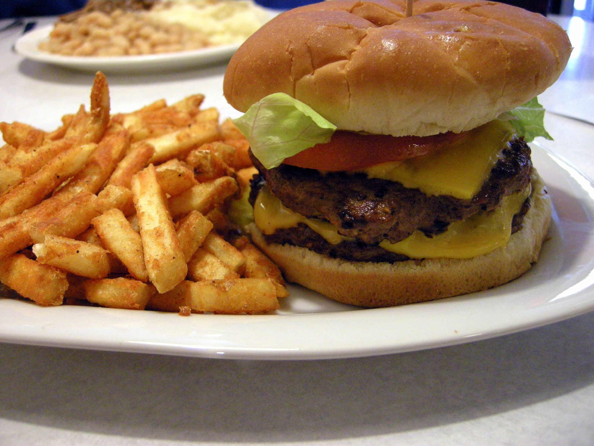 A cheeseburger and fries.