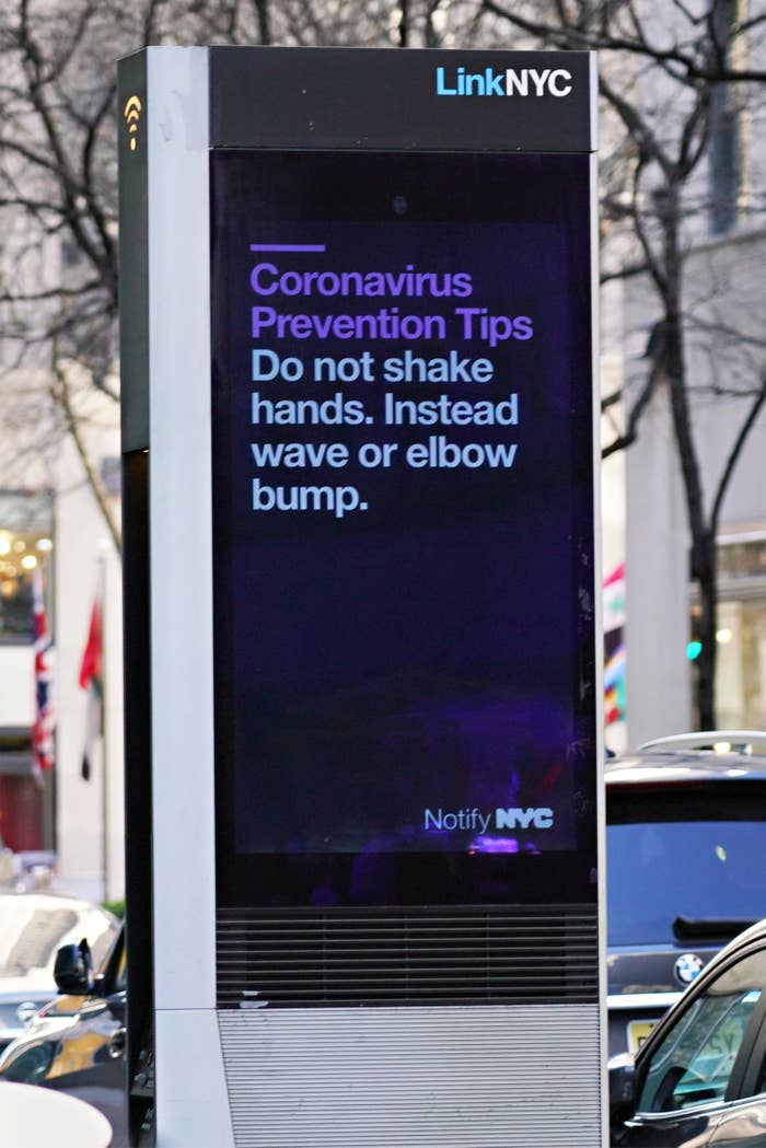 sign in New York giving tips for the coronavirus