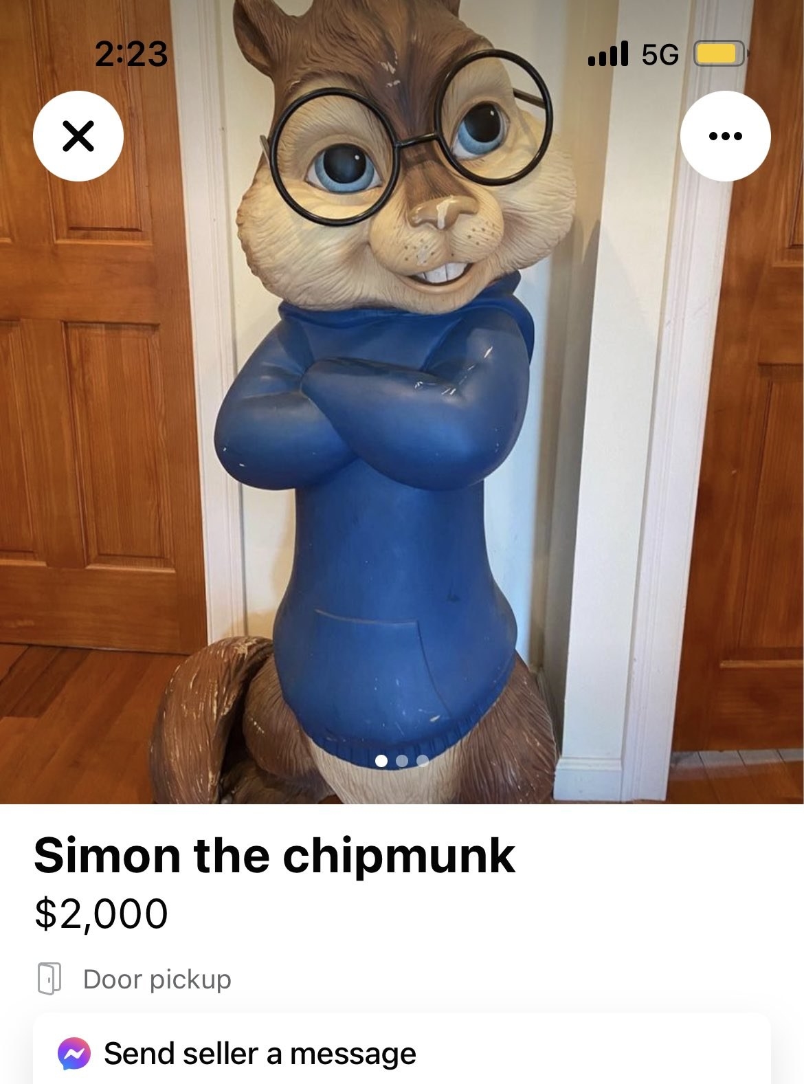 Simon the chipmunk statue selling for $2,000