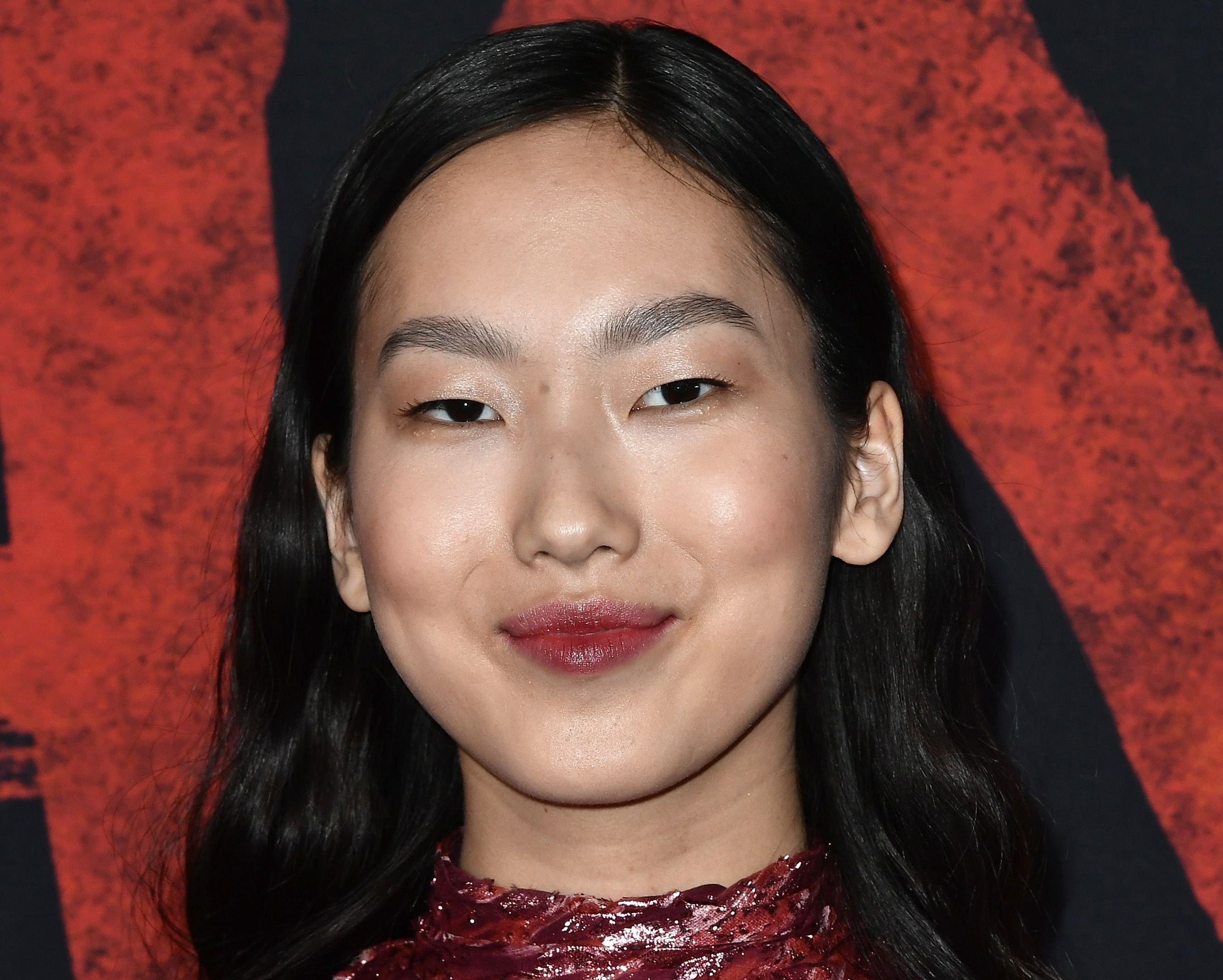 Close-up of Madison Hu at the premiere of Disney&#x27;s Mulan at the Dolby Theatre