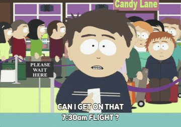 South Park character at the airport