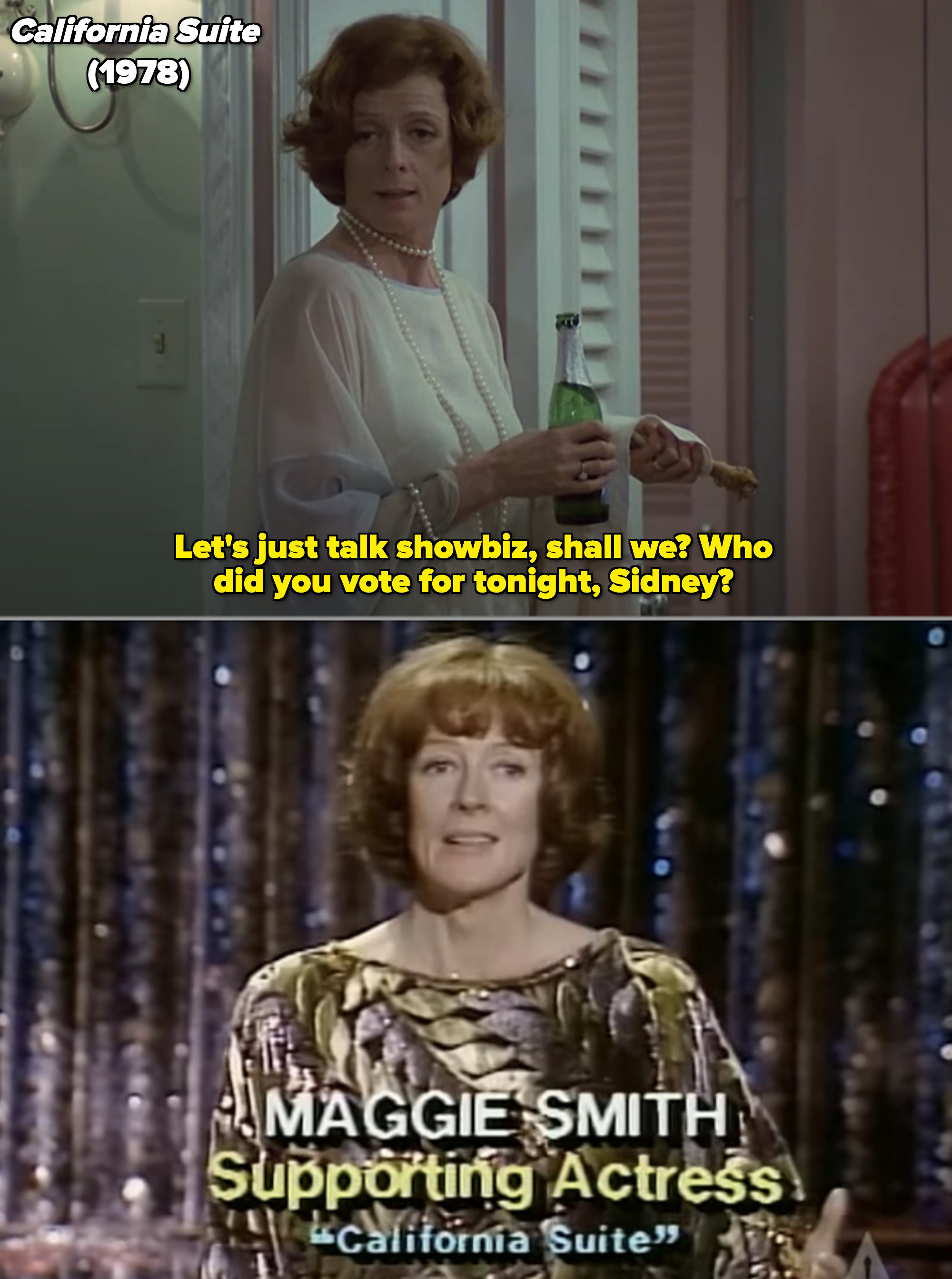 Maggie Smith in &quot;California Suite&quot; vs. her accepting her Oscar in 1979