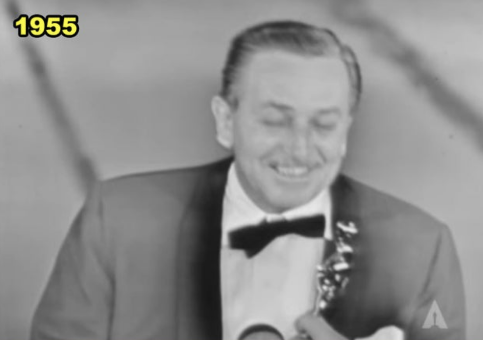 Disney accepting his Oscar in 1955